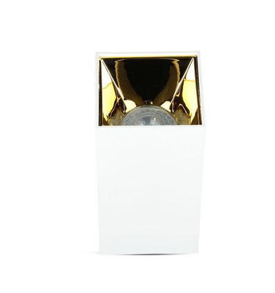 Spot saillie carré GU10 - Blanc/Or, aluminium, 8x8cm