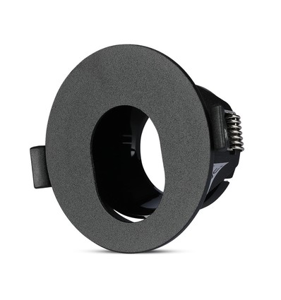 GU10 innbyggingsspot - Sort, rund, aluminium, hull: Ø7,5 cm, mål: Ø8,3 cm, IP20