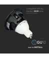 GU10 innbyggingsspot - Sort, rund, aluminium, hull: Ø7,5 cm, mål: Ø8,3 cm, IP20