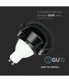 Spot encastrable GU10 demi-rond - Noir, IP20, 15° orientable, sans source lumineuse