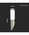 VT-832 vegglampe - med hus i rustfritt stål (diagonal vinkel), IP44