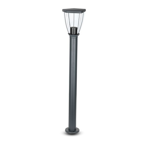 Borne de jardin E27 en acier inoxydable - 80cm, noir/gris, IP44 extérieur, sans source lumineuse