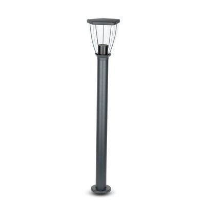 Borne de jardin E27 en acier inoxydable - 80cm, noir/gris, IP44 extérieur, sans source lumineuse