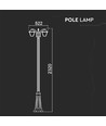 Lampadaire de jardin 2 têtes pour E27, 230cm - IP44, noir, aluminium, sans source lumineuse