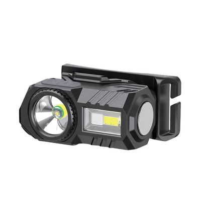 Lampe frontale LED 3W - IP43, lumière blanche et RGB, 8 fonctions d'éclairage, support inclus