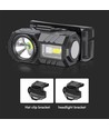 Lampe frontale LED 3W - IP43, lumière blanche et RGB, 8 fonctions d'éclairage, support inclus
