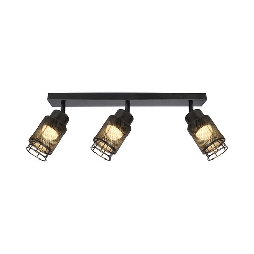 Plafonnier design LED 18W avec 3 spots - 2160lm, 3000K, noir mat, orientable, source lumineuse incl.