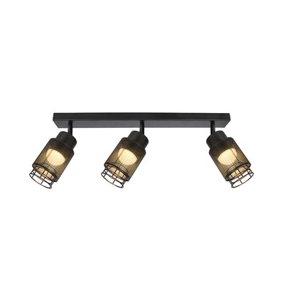 Plafonnier design LED 18W avec 3 spots - 2160lm, 3000K, noir mat, orientable, source lumineuse incl.