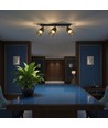 18W LED designer loftslampe med 3 spots - 2160lm, 3000K, mat sort, justerbar, inkl. lyskilde