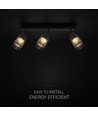 Plafonnier design LED 18W avec 3 spots - 2160lm, 3000K, noir mat, orientable, source lumineuse incl.