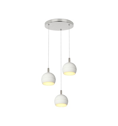 3x10W LED designer hanglamp - 3600lm, 3000K, geborsteld nikkel, witte afwerking