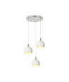 Suspension LED design 3x10W - 3600lm, 3000K, nickel brossé, finition blanche