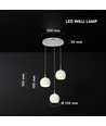 3x10W LED designer pendellampe - 3600lm, 3000K, børstet nikkel, hvit finish