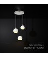 3x10W LED designer hanglamp - 3600lm, 3000K, geborsteld nikkel, witte afwerking
