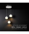 3x10W LED designer hanglamp - 3600lm, 3000K, geborsteld nikkel, witte afwerking