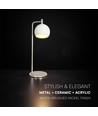 10W dekorativ LED bordlampe - Ø16 x 44 cm, 1200lm, børstet nikkel og hvit, 3000K