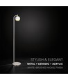 10W designer vloerlamp - 1200lm, 120lm/W, 3000K, geborsteld nikkel, hoogte 141cm