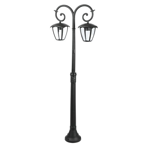 141cm tuinlamp met 2 koppen - Zwart, aluminium, IP44 buiten, 2x E27 fitting, zonder lichtbron