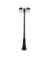 Lampadaire de jardin 199cm à 2 têtes, E27 - Noir, aluminium, IP44 extérieur, sans source lumineuse