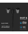 Lampadaire de jardin 199cm à 2 têtes, E27 - Noir, aluminium, IP44 extérieur, sans source lumineuse