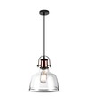 Suspension vintage en verre transparent, douille E27 - Base noire, max 60W, Ø79,1cm, sans source lumineuse