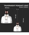 Suspension vintage en verre transparent, douille E27 - Base noire, max 60W, Ø79,1cm, sans source lumineuse