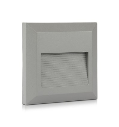 Applique murale LED encastrable 2W - IP65, 12,4 x 12,4 cm, noir, carré, 4000K, step light