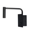 3W LED senge/hotell vegglampe med USB og bryter - Sort, 3000K, COB CREE chip, 12x12 cm