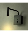 Applique murale LED 3W lit/hôtel avec USB et interrupteur - Noir, 3000K, COB CREE chip, 12x12 cm