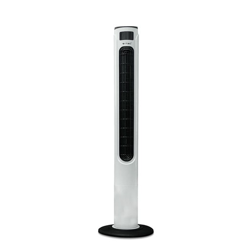 Ventilateur colonne LED 55W, 116cm - Avec télécommande, affichage de température, 3 vitesses, blanc/noir