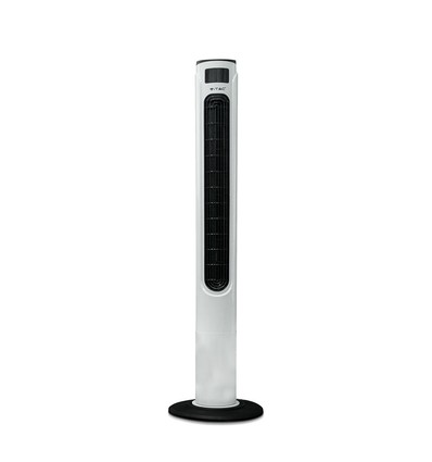 55W LED torenventilator, 116cm - Incl. afstandsbediening, temperatuurdisplay, 3 snelheden, wit/zwart