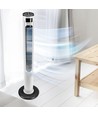 Ventilateur colonne LED 55W, 116cm - Avec télécommande, affichage de température, 3 vitesses, blanc/noir