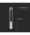 Ventilateur colonne LED 55W, 116cm - Avec télécommande, affichage de température, 3 vitesses, blanc/noir