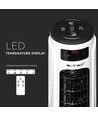 55W LED torenventilator, 116cm - Incl. afstandsbediening, temperatuurdisplay, 3 snelheden, wit/zwart