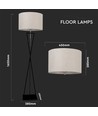 Lampe sur pied design E27 - abat-jour rond couleur ivoire, pied en métal noir