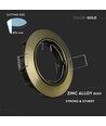 Spot encastrable GU10 - Rond, or, zinc, perçage : Ø7,5 cm, dim : Ø8,2 cm, IP20 intérieur, sans source lumineuse