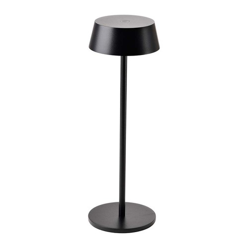 Lampe de table LED rechargeable 2W, IP54 - 200lm, dimmable, tactile, batterie 8-10 heures, finition noire