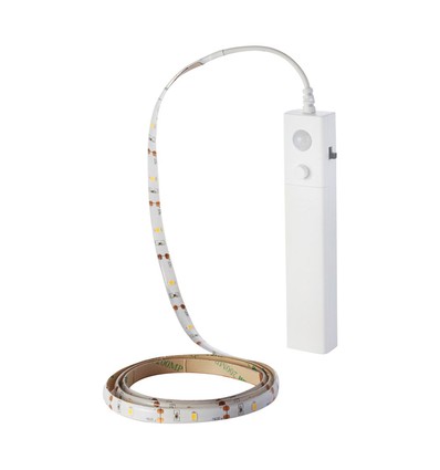 1m 2,4W LED strip med batteribox och sensor - 6V, IP65, 4000K, PIR sensor, inkl. 3M tape