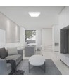 24W LED sensorlampe, kvadratisk - IP44, 30x30cm, hvid kant, 4000K, indbygget mikrobølge sensor