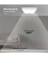 24W LED plafonnier à capteur, carré - IP44, 30x30cm, bord blanc, 4000K, capteur micro-ondes intégré