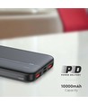 10000mAh Powerbank, 22.5W PD - Ultra-tynn, sort, fast charging, LED indikator