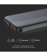 10000mAh Powerbank, 22.5W PD - Ultra-fin, noir, fast charging, indicateur LED