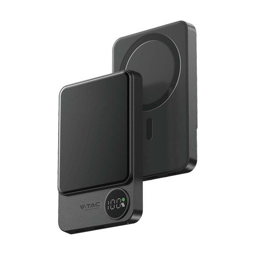 10000mAh draadloze magnetische powerbank, 20W - Ultra-dun, aluminium, MagSafe, digitaal display, space grey