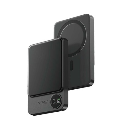 10000mAh Powerbank magnétique sans fil, 20W - Ultra-fin, aluminium, MagSafe, affichage numérique, space grey