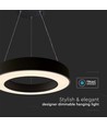 Suspension LED 60cm 50W dimmable - 122lm/W, 6100lm, anneau noir, 4000K, TRIAC dimmable