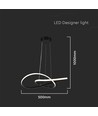 20W Ø50cm cirkulær LED pendel - 130lm/W, sort, 3000K, moderne design