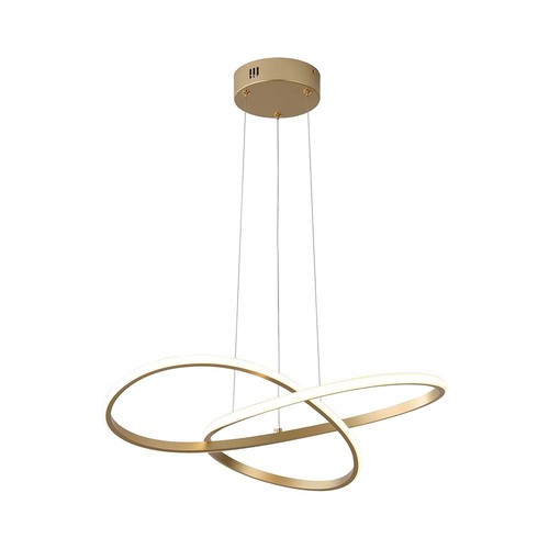 Suspension LED 20W, or - Ø50cm, 130lm/W, 3000K, design circulaire moderne