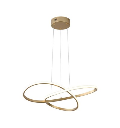 Suspension LED 20W, or - Ø50cm, 130lm/W, 3000K, design circulaire moderne