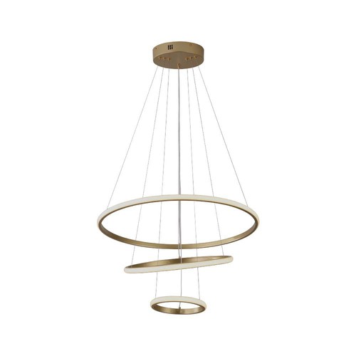32W LED pendel, 3 ringe - Guld, Ø60+40+20cm, 3880lm, 3000K, dekorativ loftlampe
