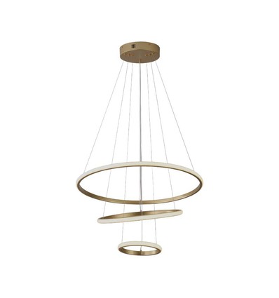 32W LED pendel, 3 ringen - Goud, Ø60+40+20cm, 3880lm, 3000K, decoratieve plafondlamp